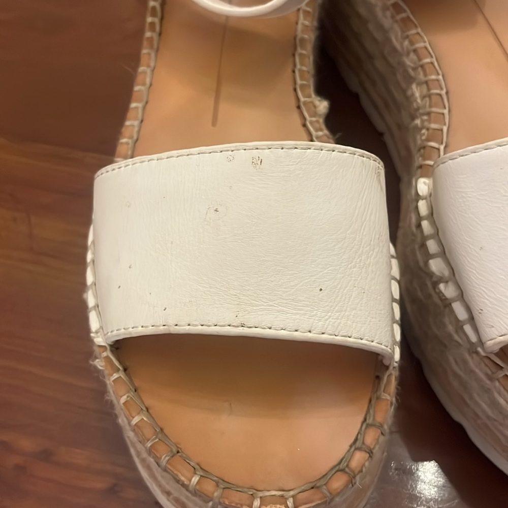 Dolce Vita Larita Leather Espadrilles Platform Sandals Shoes White - Picture 12 of 16